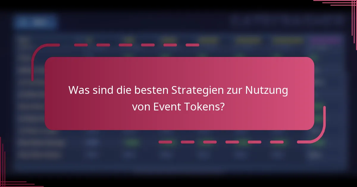 Was sind die besten Strategien zur Nutzung von Event Tokens?