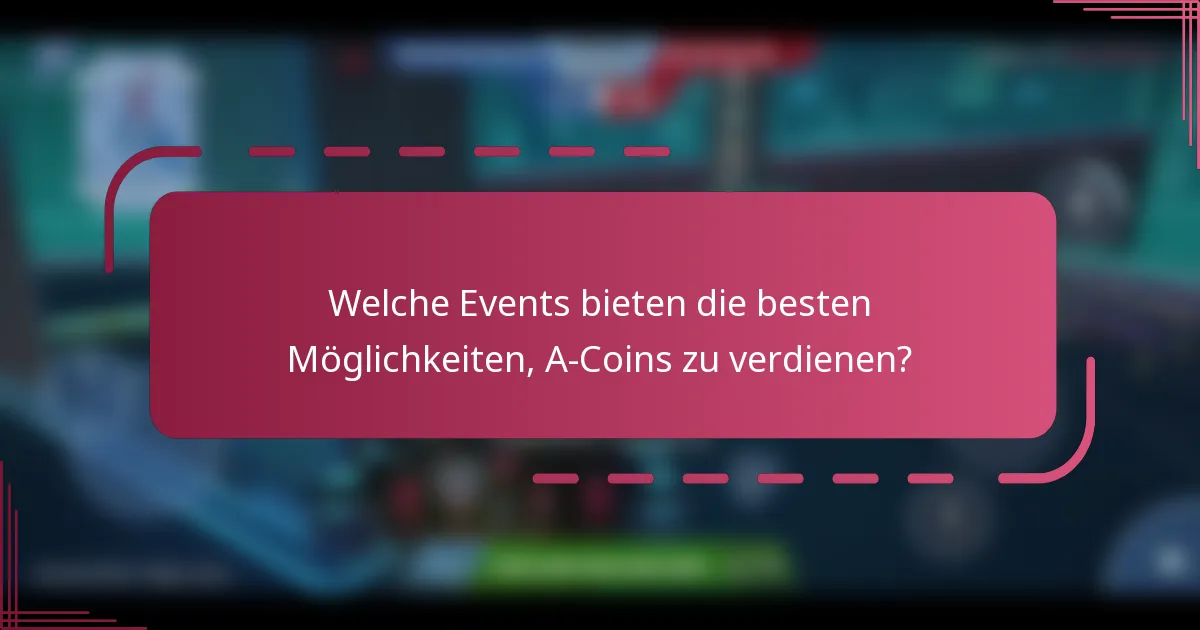 Welche Events bieten die besten Möglichkeiten, A-Coins zu verdienen?
